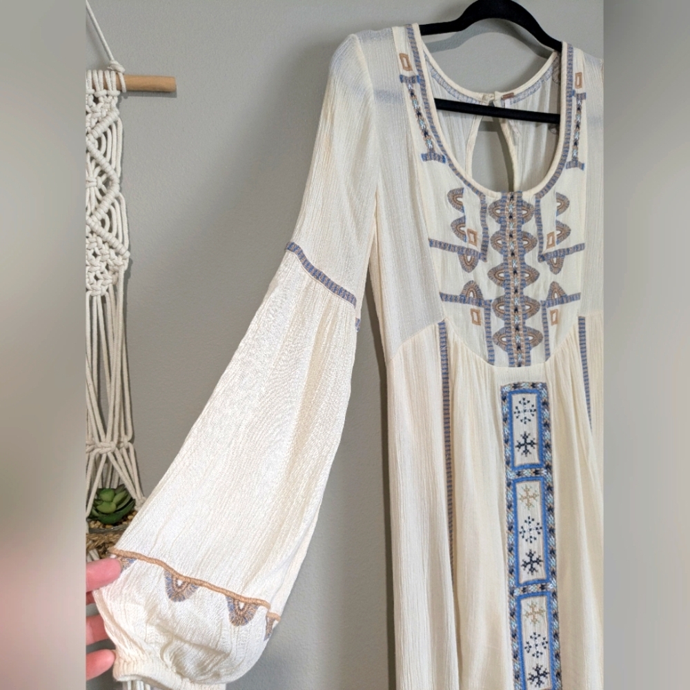 Free People Desert Winds Embroidered Boho Maxi Dress 4 - Picture 7 of 16